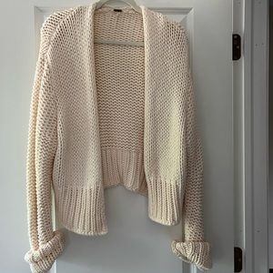 Off White Free People Chunky Knit Cardigan Sweater
